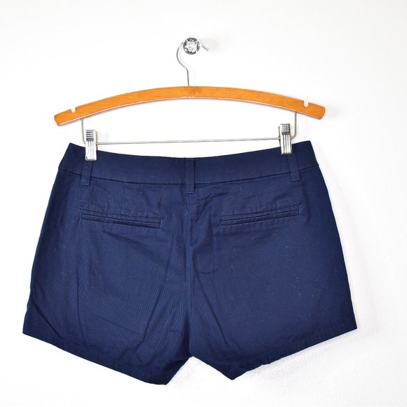 J Crew Factory Women Navy 3.5 In Classic Chino Shorts size 4 Blue Stretch Preppy - Picture 4 of 10